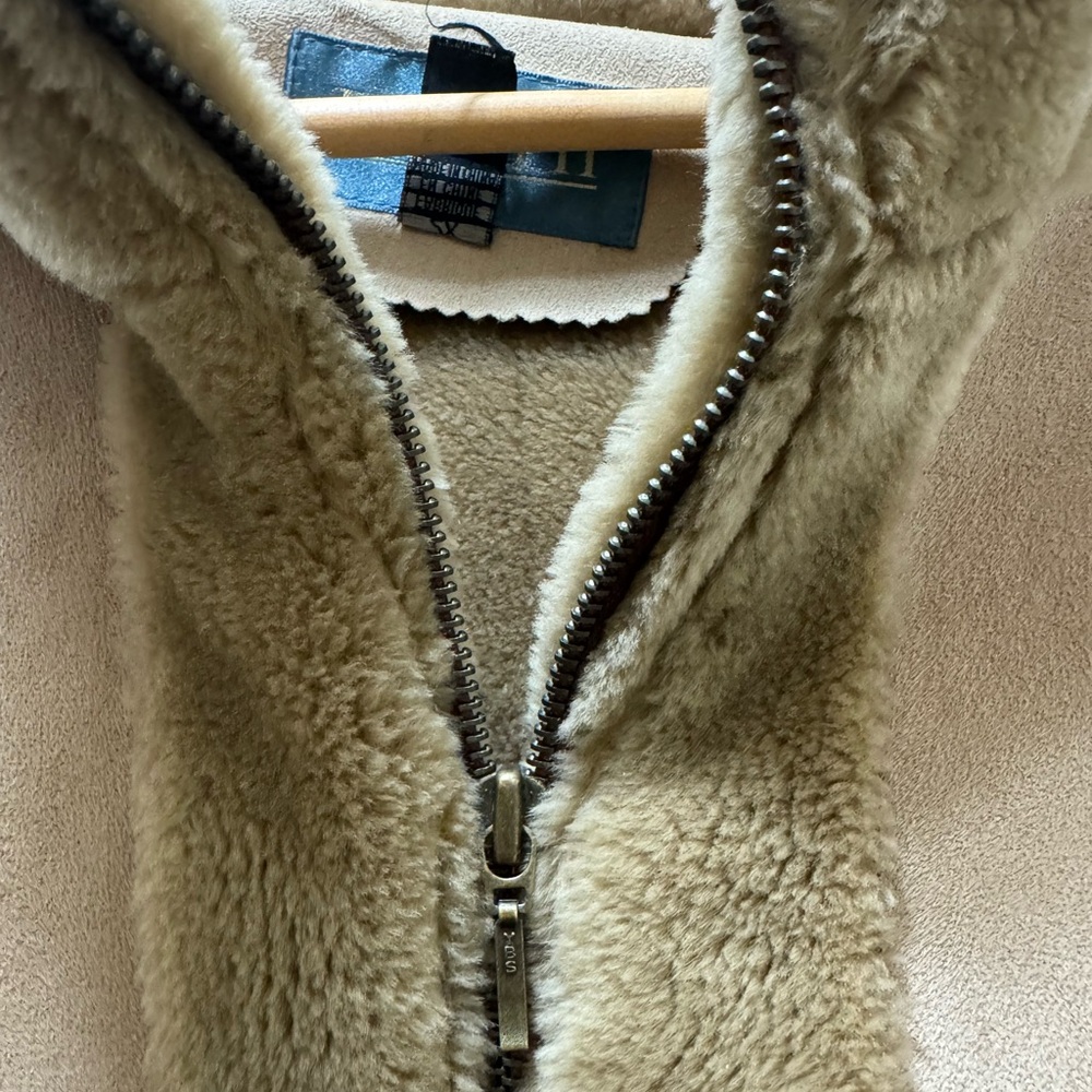 2X brown coat Color block Tan Brown Teddy Jacket suede shearling warm jacket - Picture 5 of 12